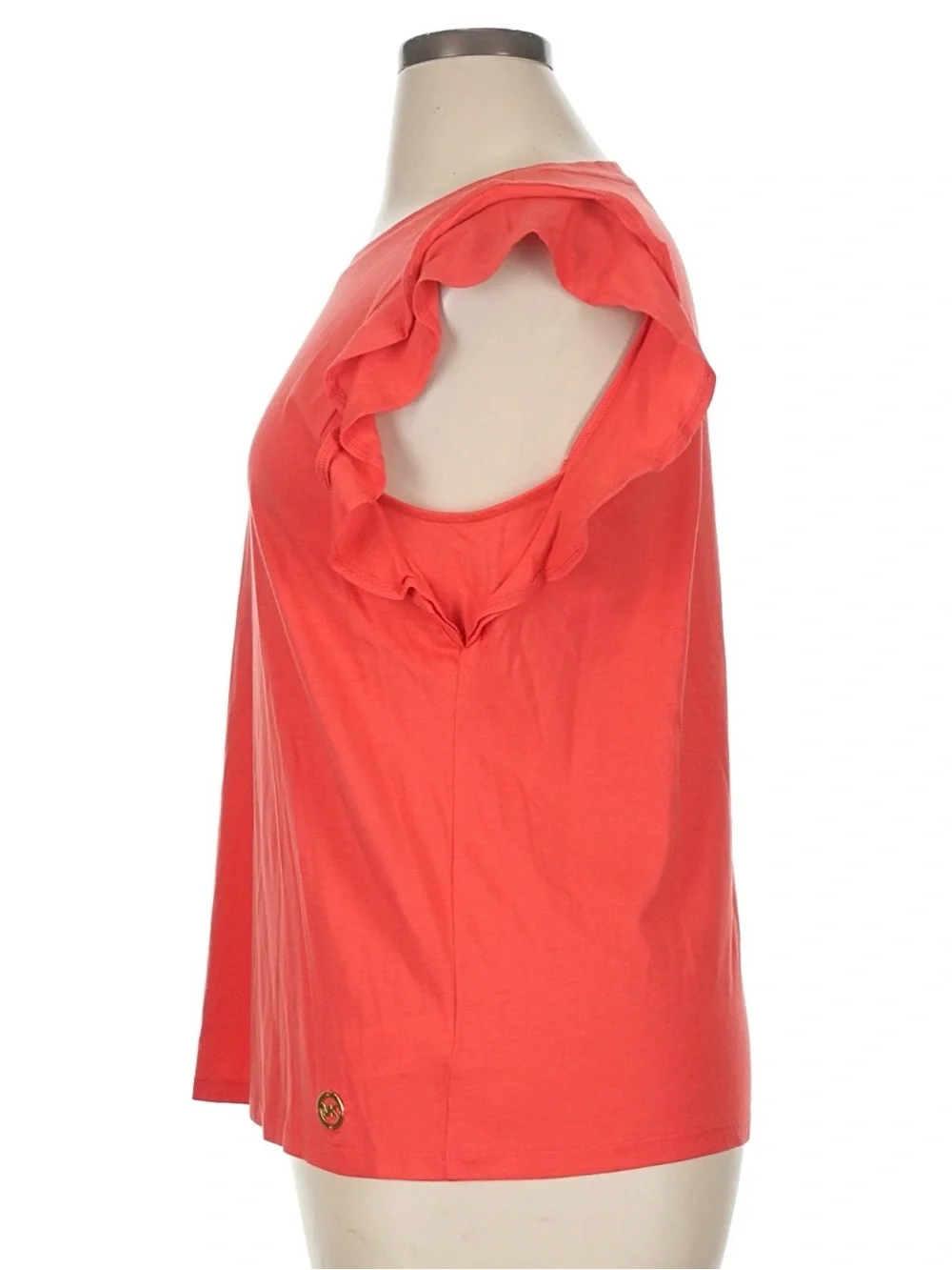 Michael Kors Coral Short Sleeve Ruffle Tee Size XL